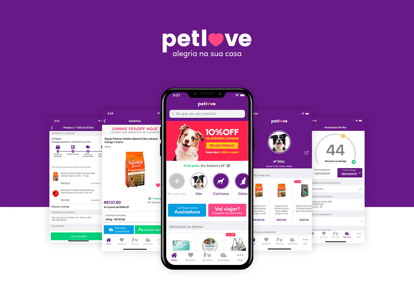 Telas do app Petlove para iOS