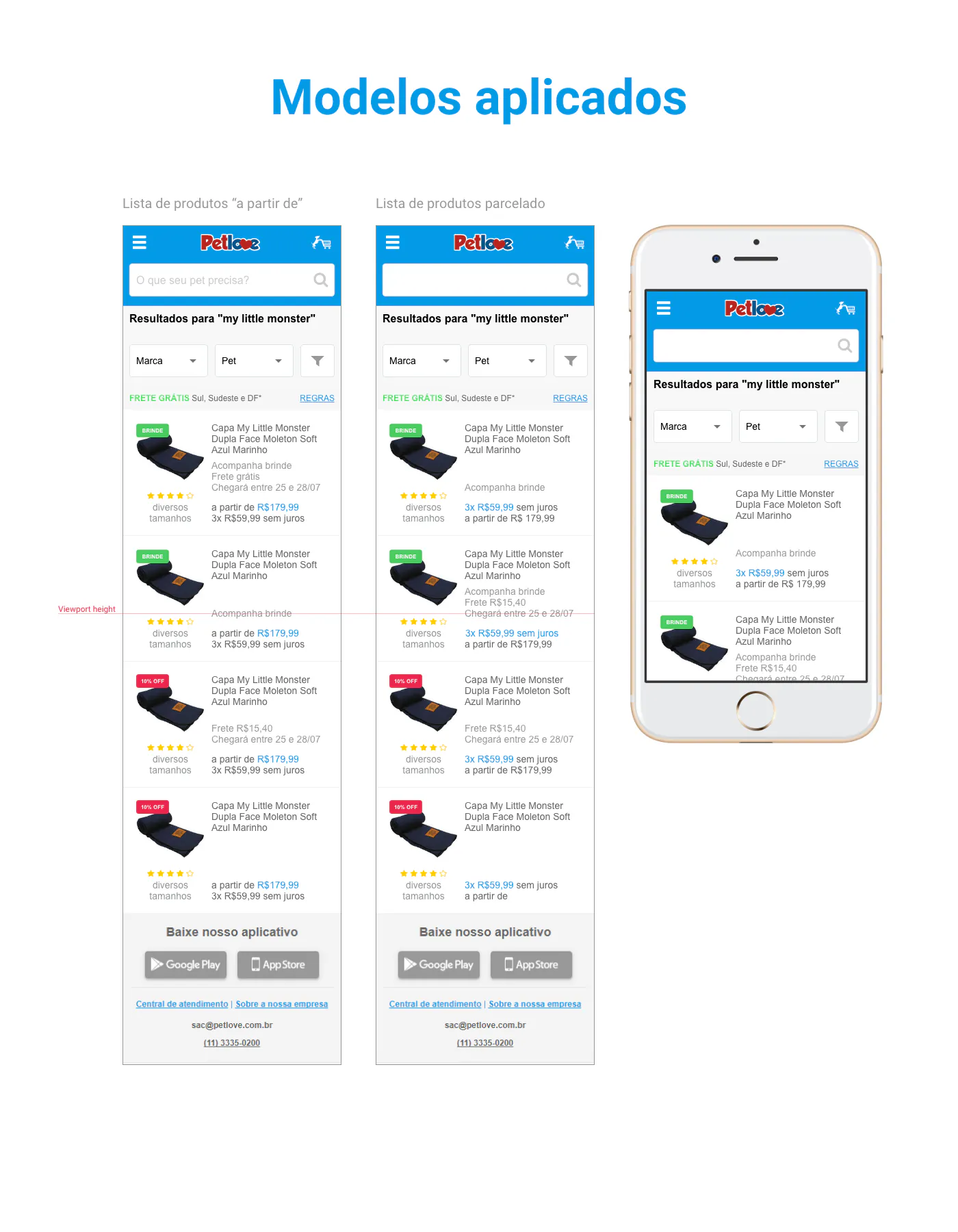 Modelos aplicados em desktop e mobile